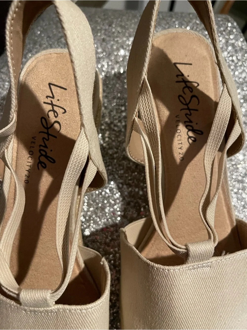 Life Stride Cream Canvas Slingback Espadrille